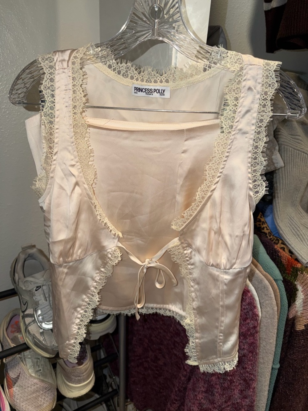Princess Polly Cream Lace-Trim Satin Set